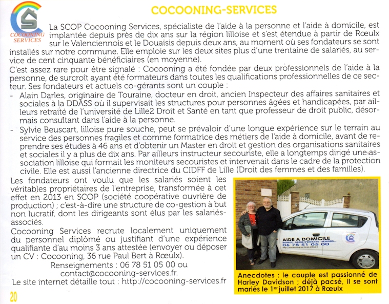 article sur le Bulletin municipal de Rœulx sur l'antenne de Cocooning Services